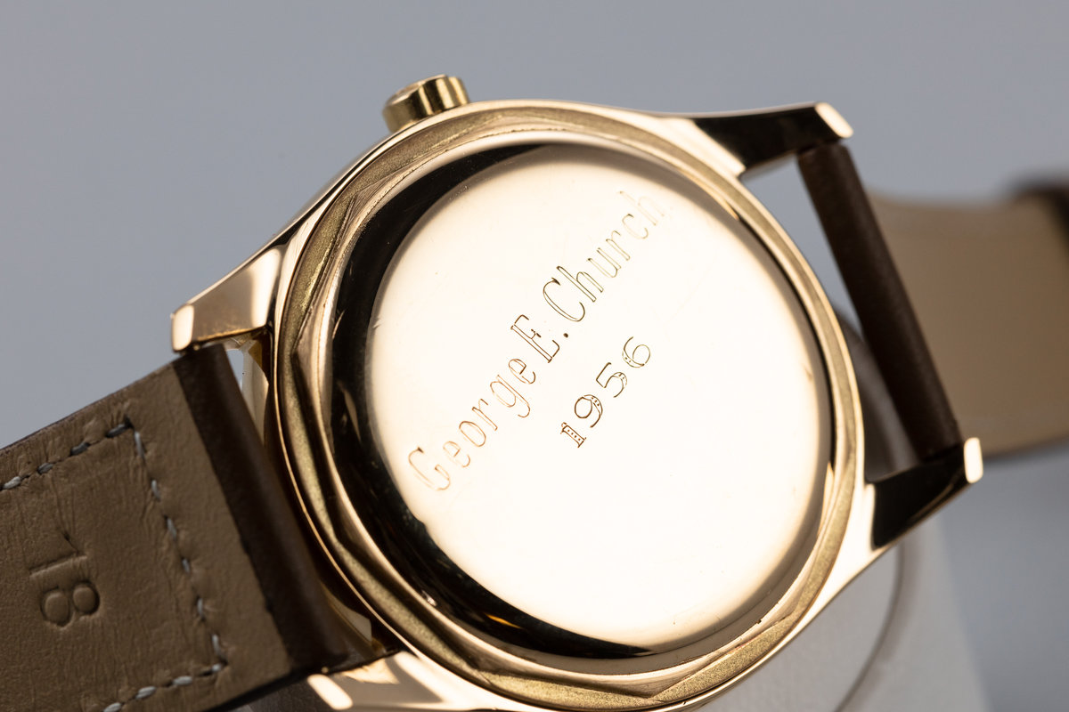 18k calatrava 2526 with white double signed gubelin enamel dial