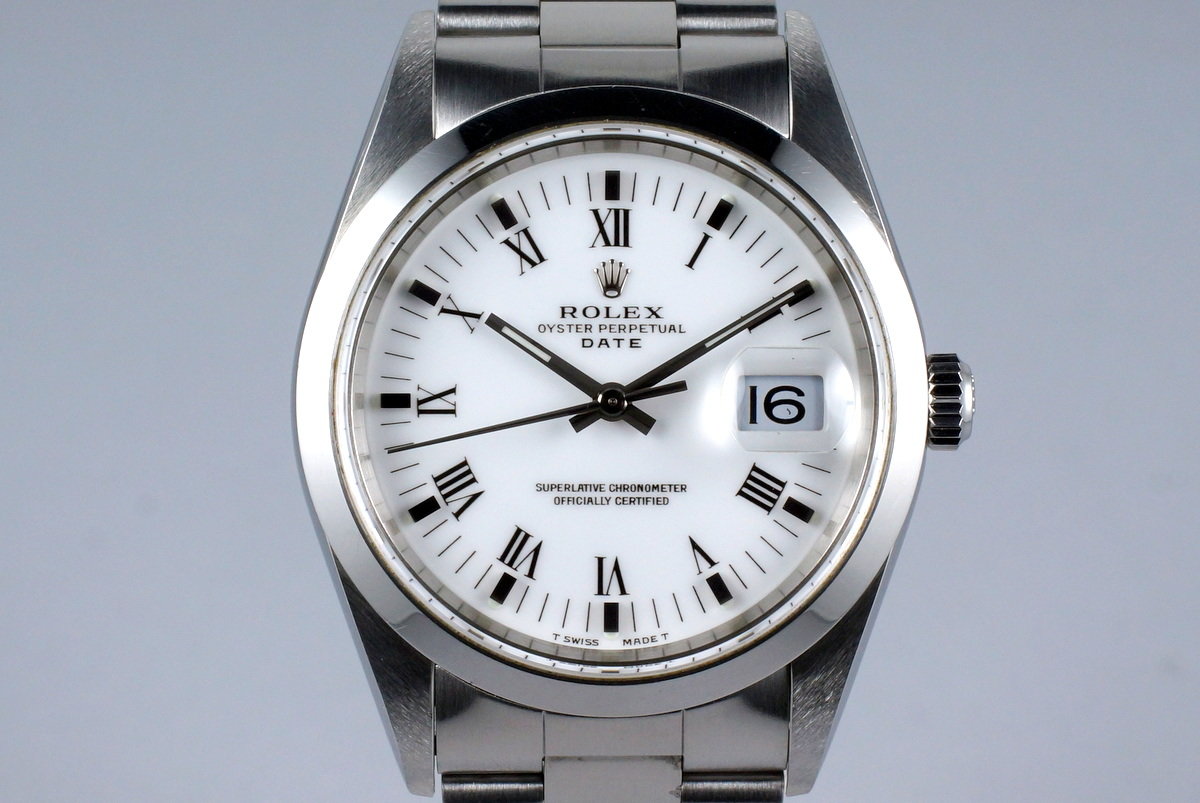 HQ Milton - 1999 Rolex Date 15200 White Roman Dial with Box \u0026 Papers,  Inventory #7691