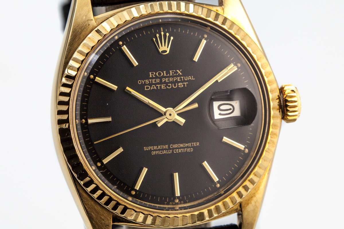 rolex datejust black dial gold