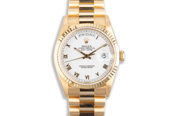 1995 Unpolished Rolex Day-Date 18238 White Dial with Gold Roman Numerals photo