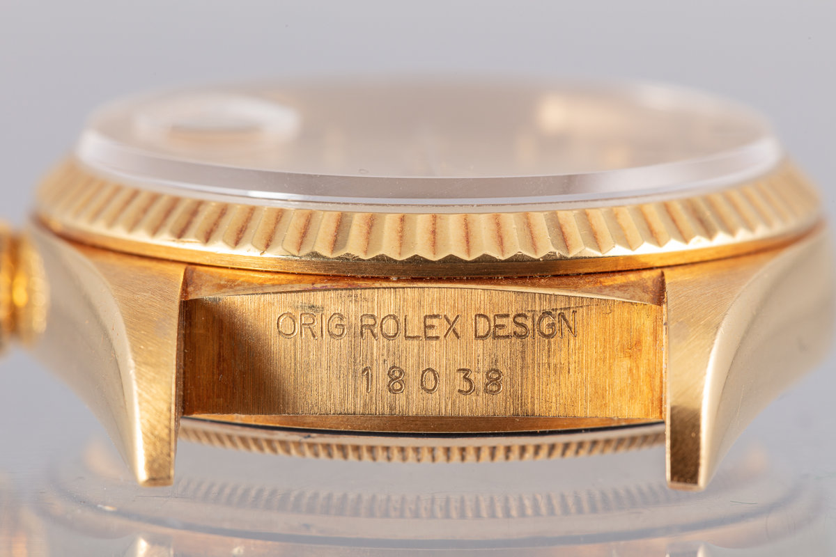 HQ Milton - 1985 Rolex 18K YG Day-Date 18038 Gold Stick Dial, Inventory  #A4121