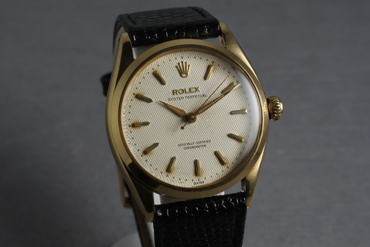 HQ Milton - 1955 Vintage Rolex 18K Oyster Perpetual 6564 with a waffle  dial, Inventory #1900
