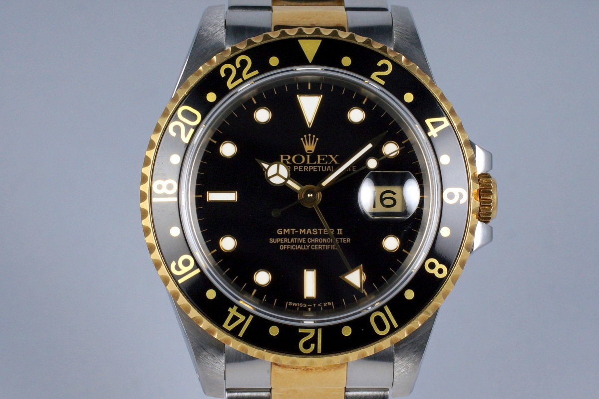 HQ Milton - 1991 Rolex Two Tone GMT II 16713 Black Dial, Inventory #7594