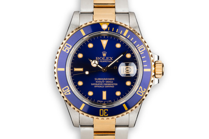1987 Rolex Two-Tone Submariner 16803 Blue Dial with Box and Papers photo