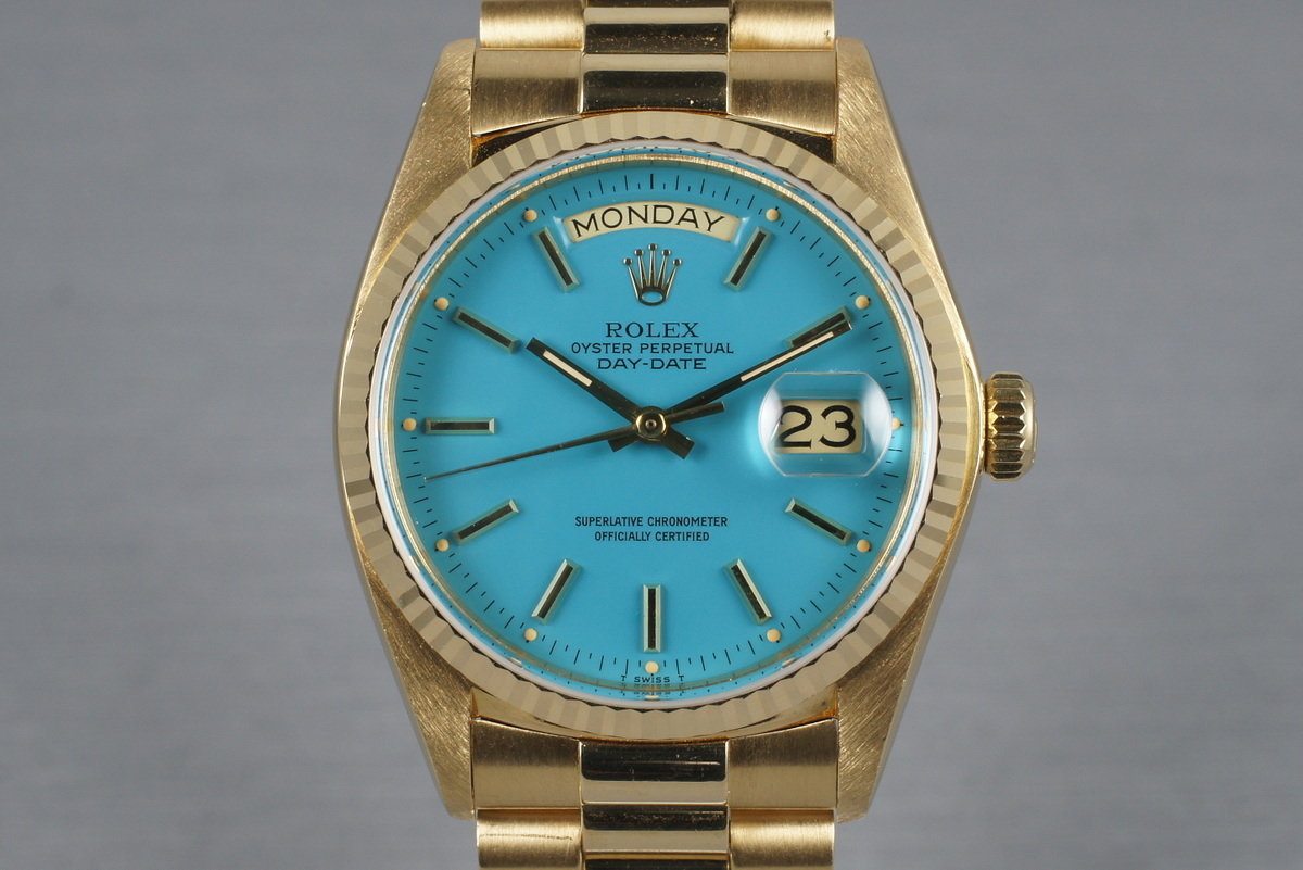 rolex with light blue face