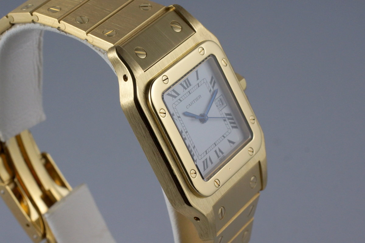 CRWGSA0021 - Santos-Dumont watch - Large model, quartz movement, rose gold,  leather - Cartier