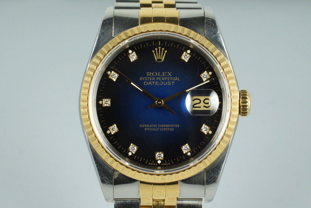 rolex datejust two tone blue dial