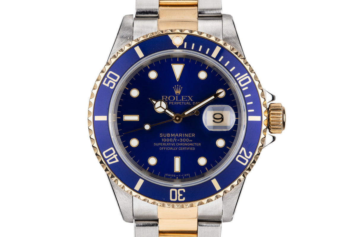 1998 Rolex Two Tone Submariner 16613 Blue Dial with Box and Papers photo, #0