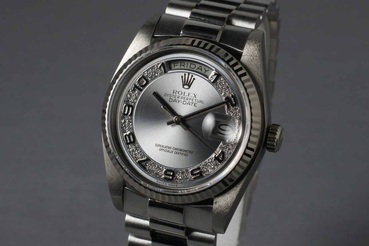 HQ Milton - 1983 Vintage Rolex WG Day-Date 18039 with Rare Factory Arabic Diamond Dial 
