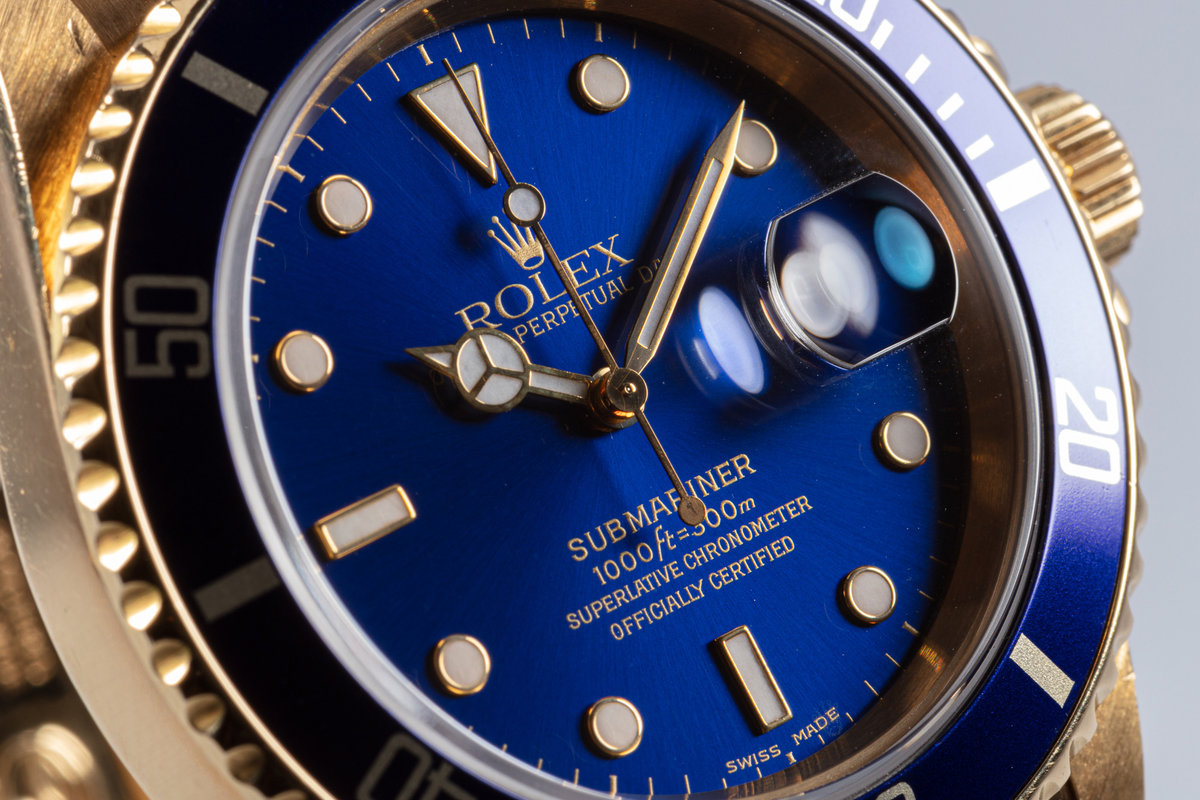 HQ Milton - 2003 Rolex 18K Submariner 16618T Blue Dial with Box \u0026 Papers,  Inventory #A4233