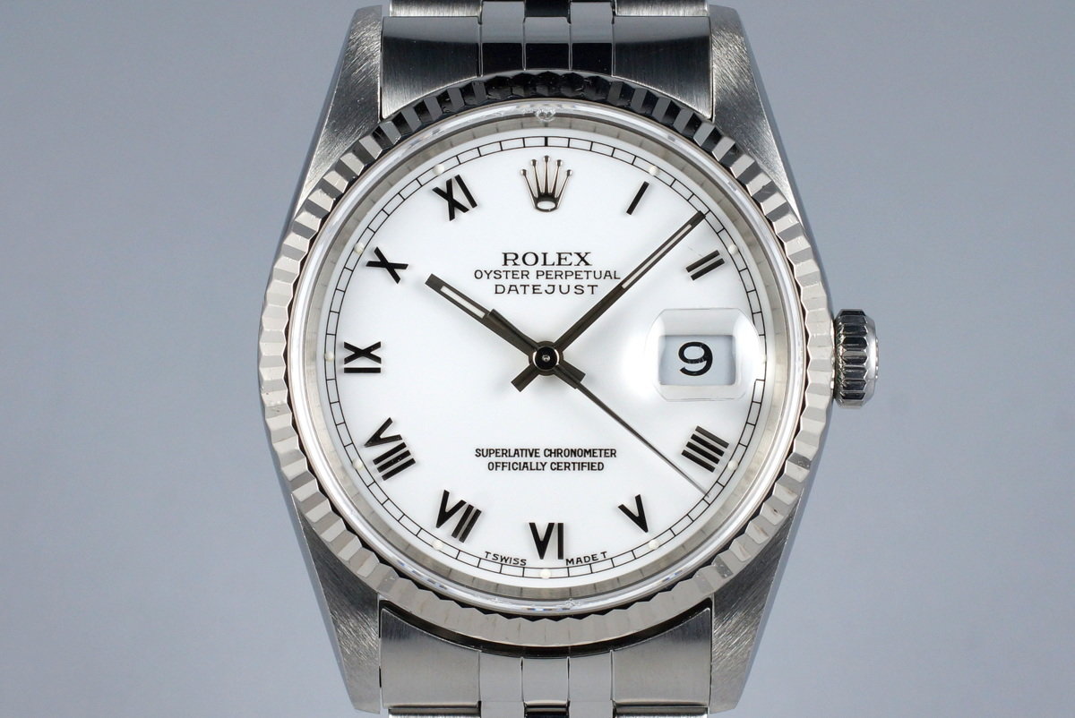 1995 Rolex DateJust 16234 White Roman 