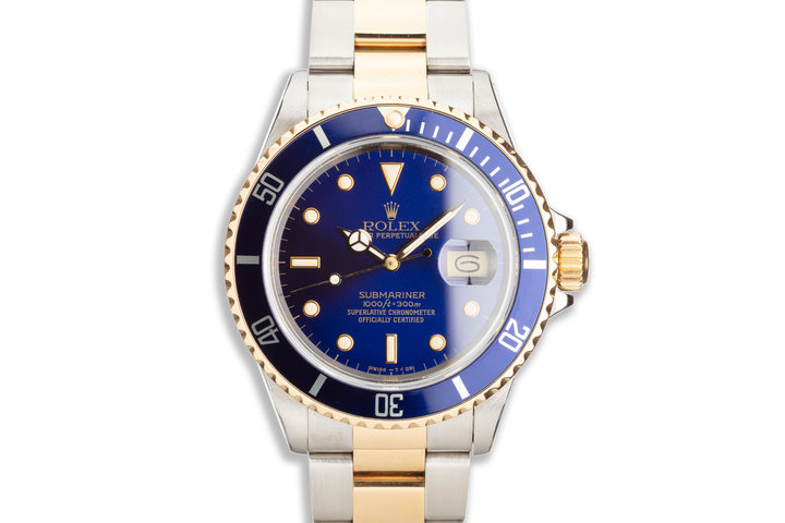 1988 Rolex Two-Tone Submariner 16803 Blue Dial with Box & Papers photo