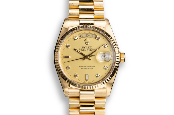 1986 Rolex 18K YG Day-Date 18038 with Matte Gold Diamond Dial photo