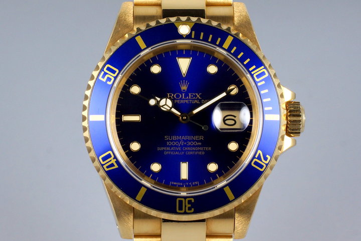 1991 Rolex YG Submariner 16618 Blue Dial photo