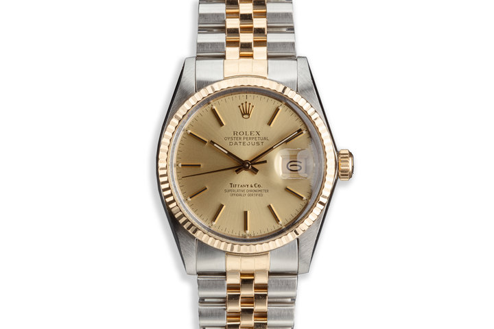 1984 Vintage Rolex Two-Tone DateJust 16013 With Gold "Tiffany & Co." Dial photo