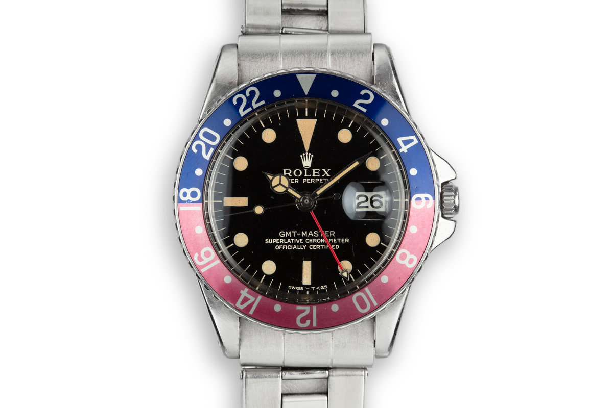 HQ Milton - 1963 Vintage Rolex GMT-Master 1675 Pointed Crown Guard Case  with Gilt Dial, Inventory #A1787