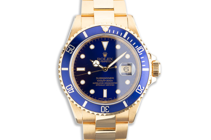 1993 Rolex 18K Submariner 16618 Blue Dial with Box & Papers photo