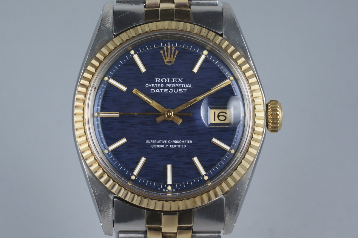 rolex datejust blue dial two tone