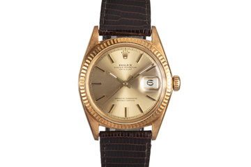 1963 Rolex 18K Datejust 1601 Gold Dial on Leather Strap photo