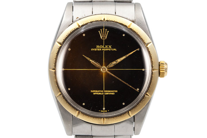 1965 Rolex Two Tone Oyster Perpetual 1008 Zephyr Dial and Bezel with Gilt Tropical Dial photo