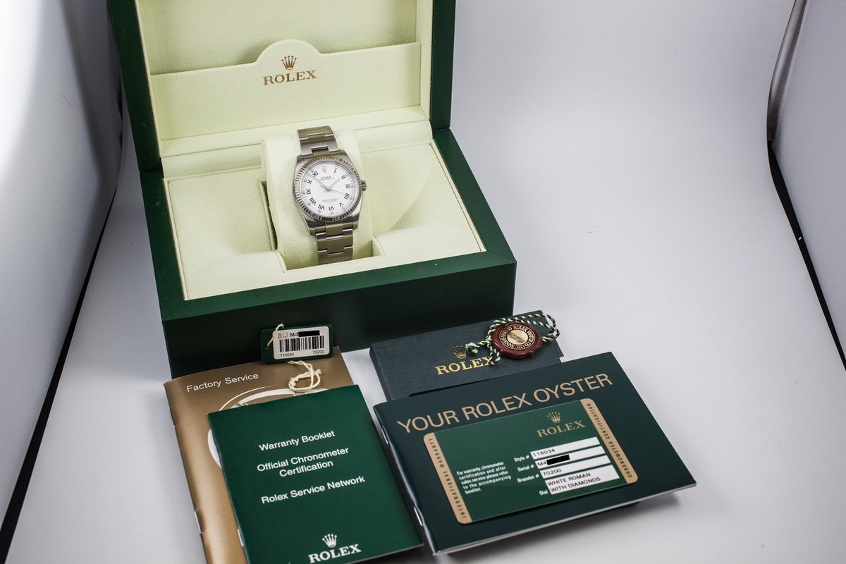 HQ Milton - 2007 Rolex Oyster Perpetual 116034 with Diamond Markers and Box  and Papers, Inventory #7287