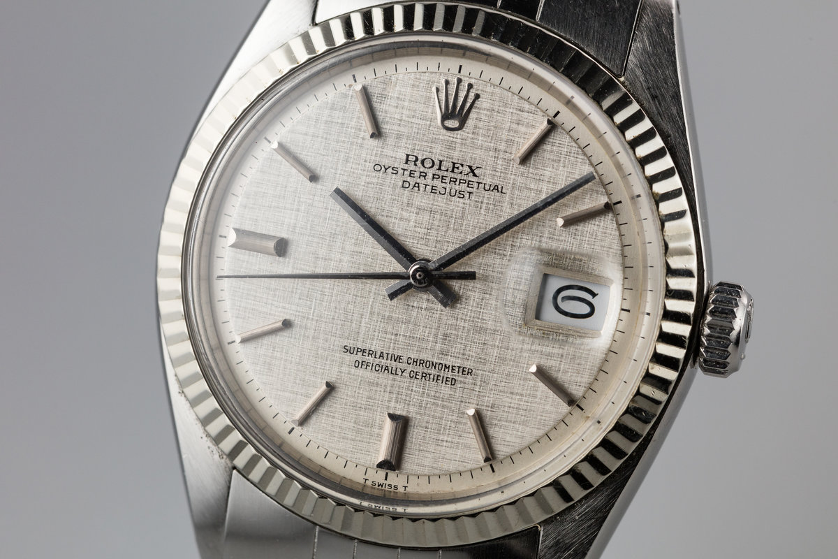 HQ Milton - 1973 Vintage Rolex DateJust 1601 with No Lume Silver Linen  Dial, Inventory #A2712
