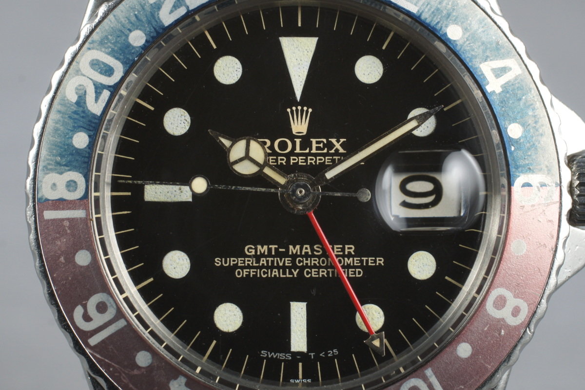 Hq Milton 1963 Vintage Rolex Gmt 1675 Pcg With Glossy Gilt Double Swiss Dial Inventory 4060