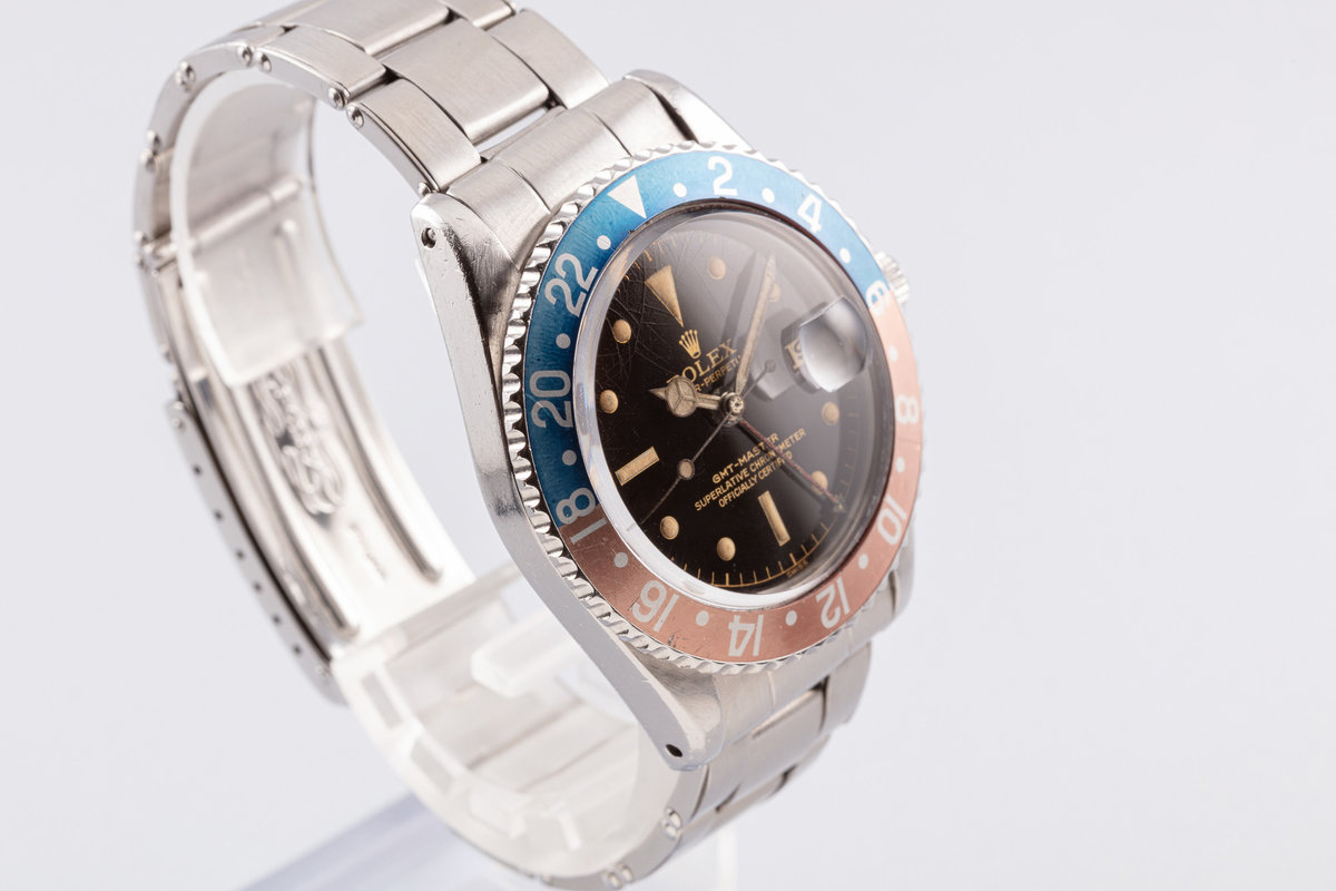 HQ Milton - 1960 Unpolished Vintage Rolex GMT-Master 1675 Pointed Crown  Guard Tropical Gilt Dial with Faded \