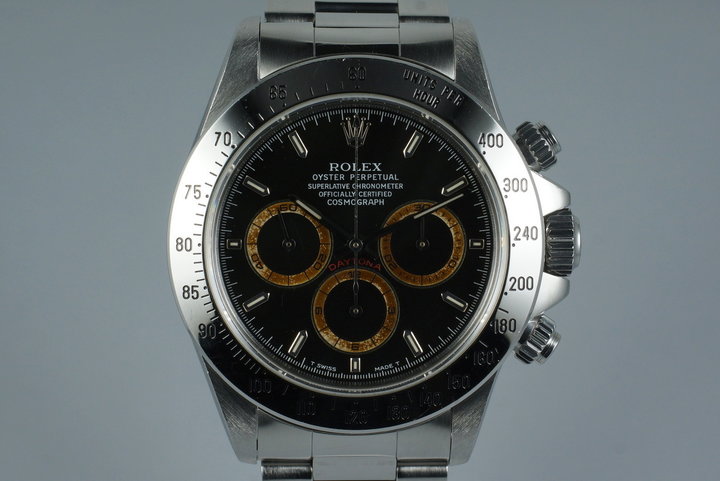 HQ Milton - 1993 Rolex SS Zenith Daytona 16520 Black Patrizzi Dial,  Inventory #4907