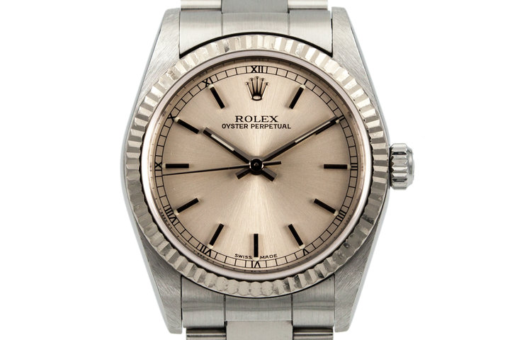 1999 Rolex MidSize Oyster Perpetual 77014 Silver Dial photo