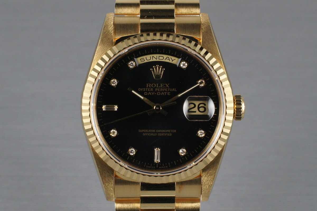 1995 Rolex YG Day-Date 18238 with Black 