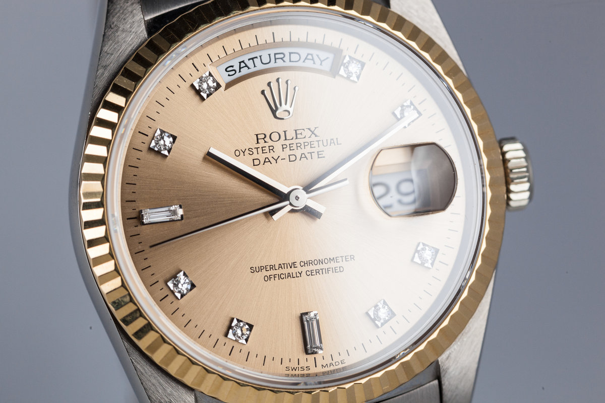 rolex oyster perpetual day date two tone
