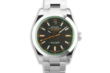 2011 Rolex Milgauss 116400LV Green with Card photo