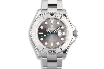 2020 Rolex Yacht-Master 126622 Oyster Steel & Platinum Rolesium Slate Dial Blue Hands Box & Card photo