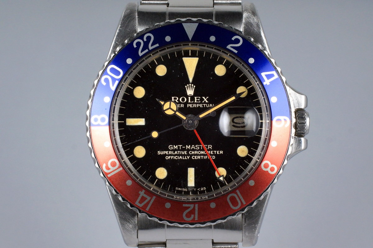 Vintage Rolex GMT 1675 Glossy Gilt Dial 