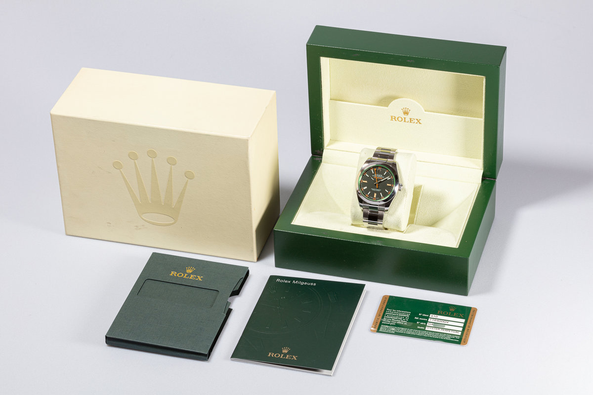 HQ Milton - 2010 Vintage Rolex Milgauss 116400GV Black Dial with Box and  Card, Inventory #A3821