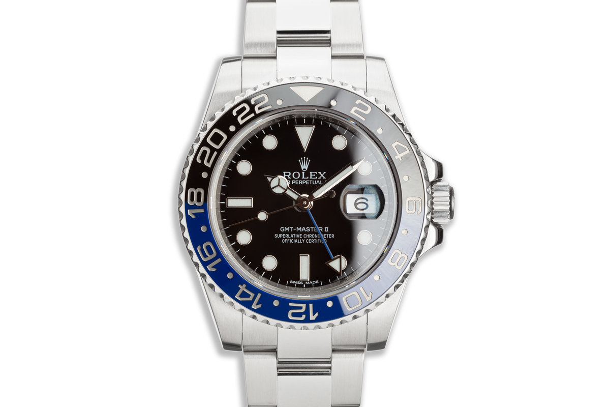 Hq Milton 14 Rolex Gmt Master Ii blnr Batman With Box And Card Inventory A3754